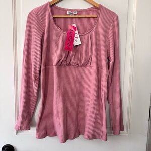 Times Two maternity top NEW with tags, pink ribbed long sleeve